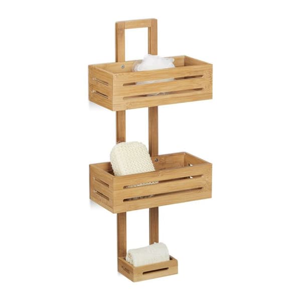 Relaxdays Bamboo Shower Caddy H x B x D: 65 x 28 x 15,5 cm 3 våningsfack, naturligt