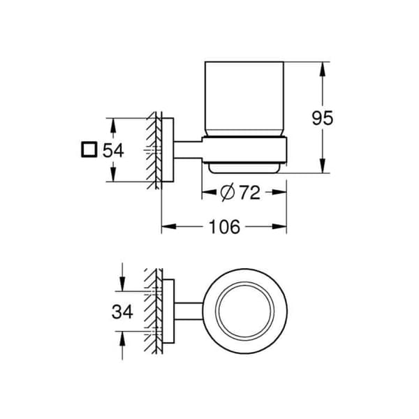 Glas med stöd - GROHE - Start Cube - Kromad - Glas / Metall - Nutida Stil