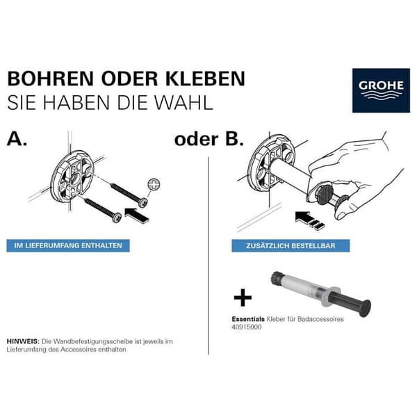 Grohe - Essentials toalettborsthållare med dolda fästen, hård grafit (40374A01)