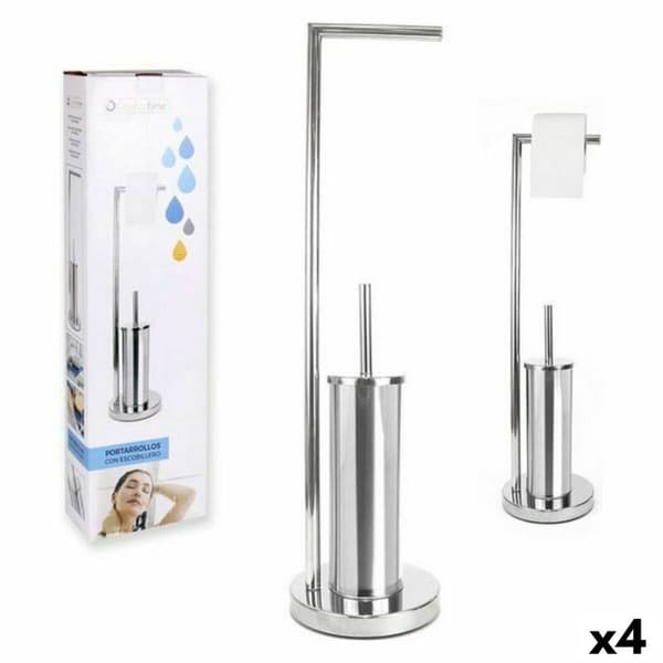 Toiletpapirholder med toiletbørsteholder Confortime 18,5 x 74 cm (4 enheder)