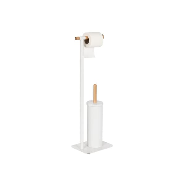Toiletpapirholder Home ESPRIT Hvid Natur Metal Bambus 22 x 16 x 68 cm