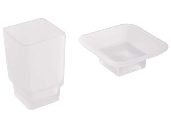 6-delt Baderomssett i Svartfarget Aluminium med Tannkrus og Såpeskål Baderomstilbehør i Minimalistisk Stil