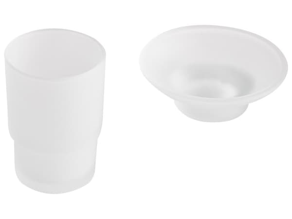 6-delers Baderomssett med Glassbeholder og Såpeskål i Sølv Aluminium Glassbeholder medfølger Baderomsutstyr Modern Stil Chic