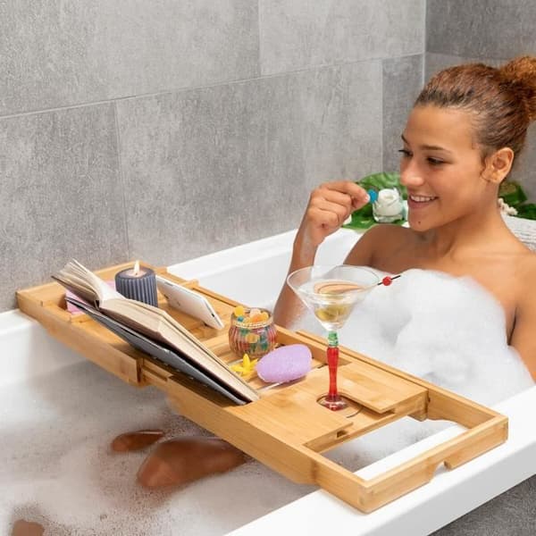 Trayth InnovaGoods Bamboo utdragbar badkarsbricka