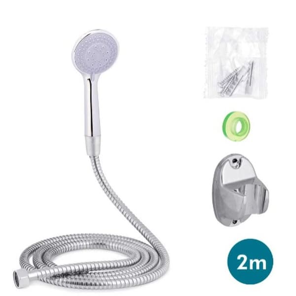 Ett duschhuvud med en slang för att rikta flödet Berilo 170 Metall 2 m (12 antal)