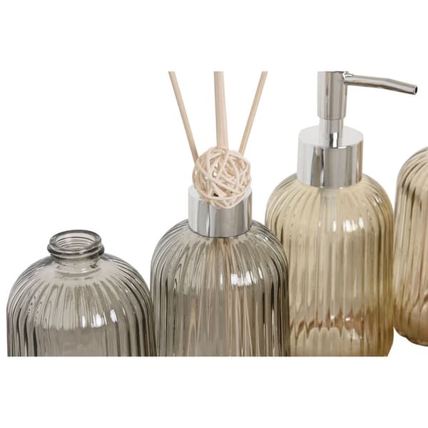 Badkit Home ESPRIT Grå Orange Ambra Bambu Glas 3 Delar