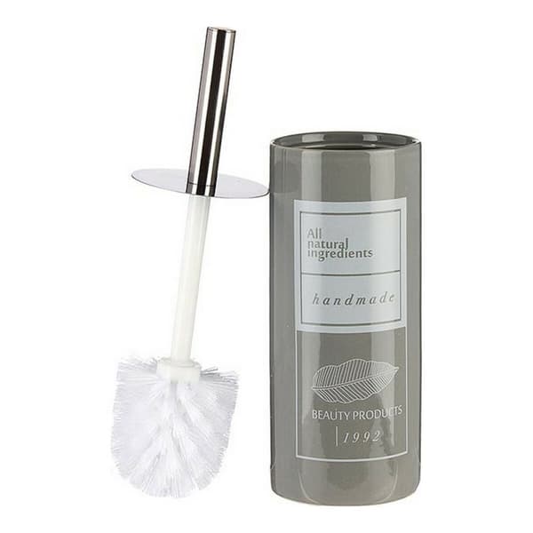 Toiletbørste Berilo Natural Hvid Grå Sølvfarvet Keramik 9,6 x 32 x 9,6 cm