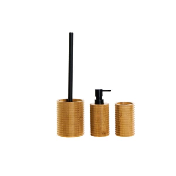 Conjunto de Banho DKD Home Decor Sort 7 x 7 x 16,5 cm Natur (3 Dele)