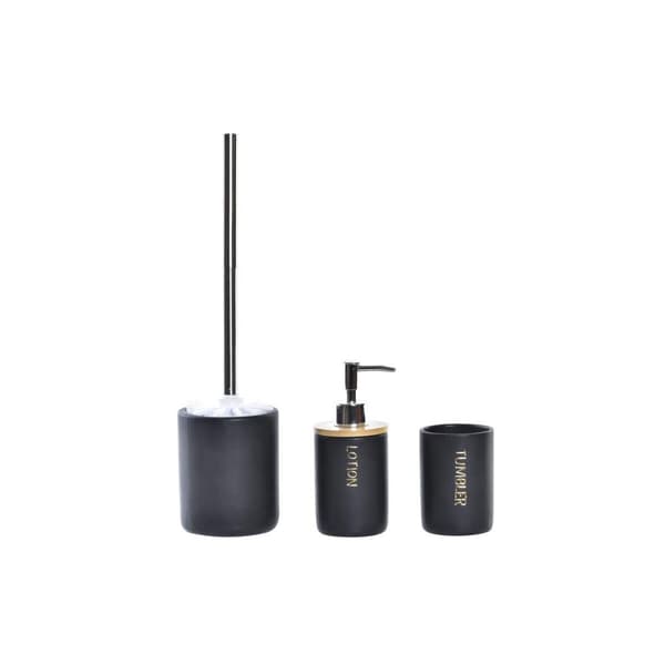 Conjunto de Banho DKD Home Decor Sort Natur Bambus Dolomite 10,2 x 10,2 x 37,5 cm (3 Dele)