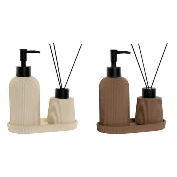 Conjunto de Banho Home ESPRIT Flødefarvet Terrakotta ABS Dolomite 17 x 9 x 2 cm 3 Dele (2 enheder)