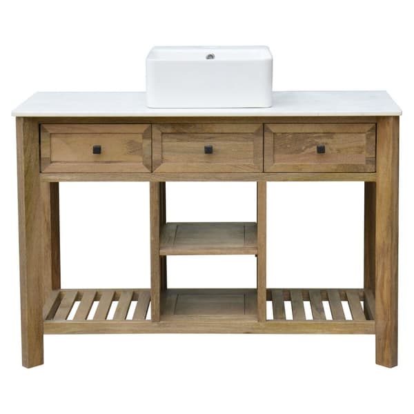Underskab til vask Home ESPRIT Hvid Natur Keramik Mangotræ 120 x 50 x 82 cm