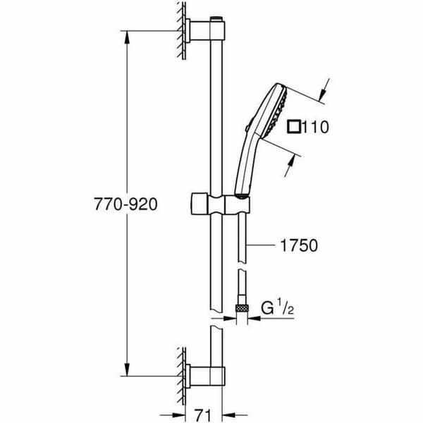 Brusebad sæt Grohe Vitalio Comfort 110 26932001 Chrome Metal 90 cm