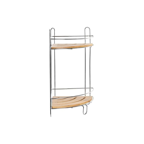 Vinkelhylla DKD Home Decor Naturell Bambu Rostfri krommetall 2 Hyllor 19,5 x 19,5 x 36,5 cm