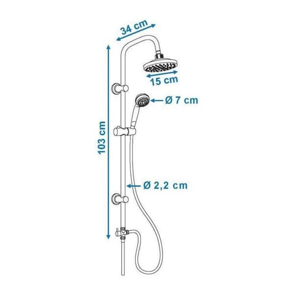 Suihkukolumni Rousseau Sonora 3 Harmaa Ruostumaton teräs ABS Ø 15 cm