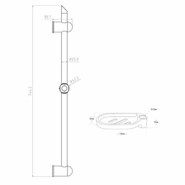 Brusestang Rousseau Rustfrit stål 60 cm