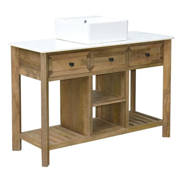 Underskab til vask Home ESPRIT Hvid Natur Keramik Mangotræ 120 x 50 x 82 cm