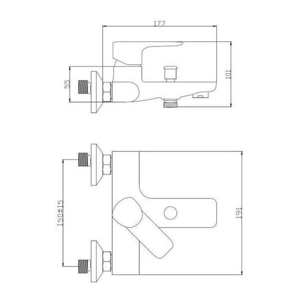 Hane med blandingsbatteri Rousseau Grå Metal Kobber 15 cm