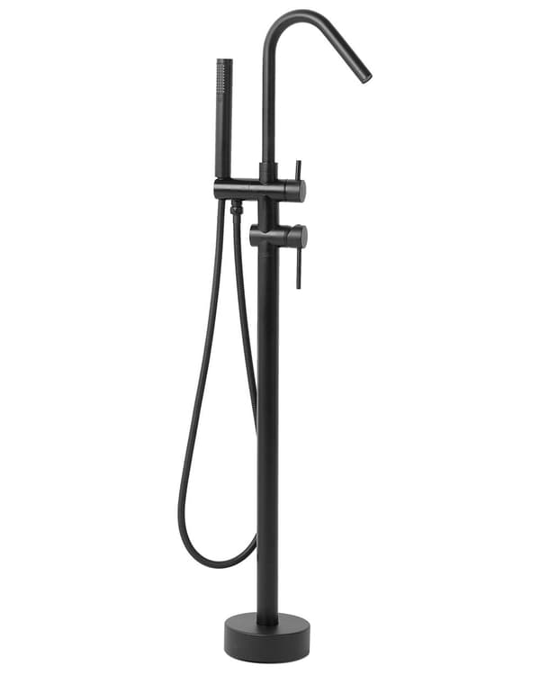 Fristående badkarsblandare Svart Mässing Blank Praktisk Modern Elegant