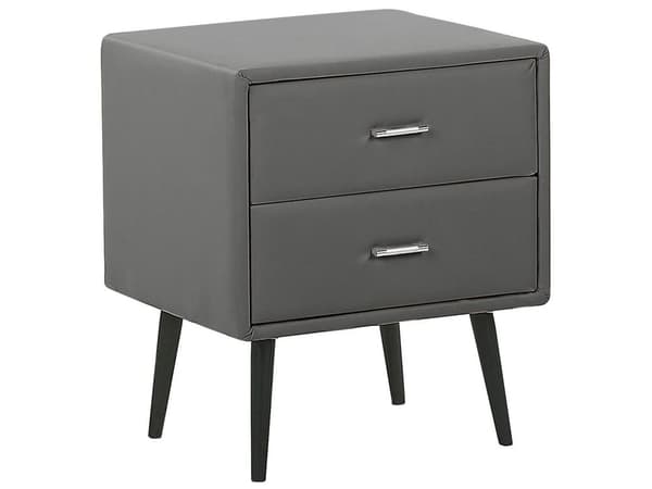Sovrumsset Grå Konstläder Dubbelsäng 180 x 200 2 Sängbord Bänk
