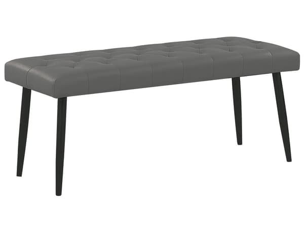 Sovrumsset Grå Konstläder Dubbelsäng 180 x 200 2 Sängbord Bänk