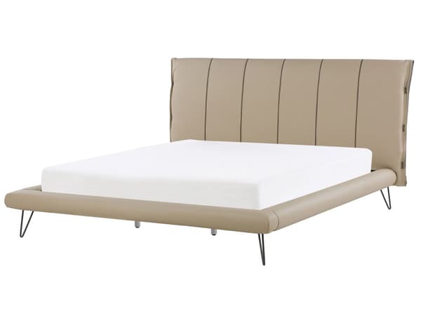 Sovrumsset Beige Dubbelsäng 180 x 200 cm 2 Sängbord Bänk Konstläder Modern