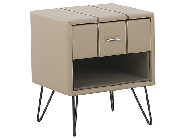 Sovrumsset Beige Dubbelsäng 180 x 200 cm 2 Sängbord Bänk Konstläder Modern