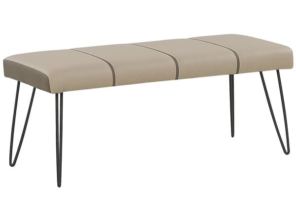 Sovrumsset Beige Dubbelsäng 180 x 200 cm 2 Sängbord Bänk Konstläder Modern