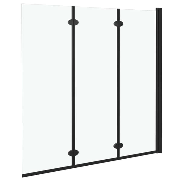 vidaXL Duschvägg fällbar 3 paneler ESG 130x138 cm svart