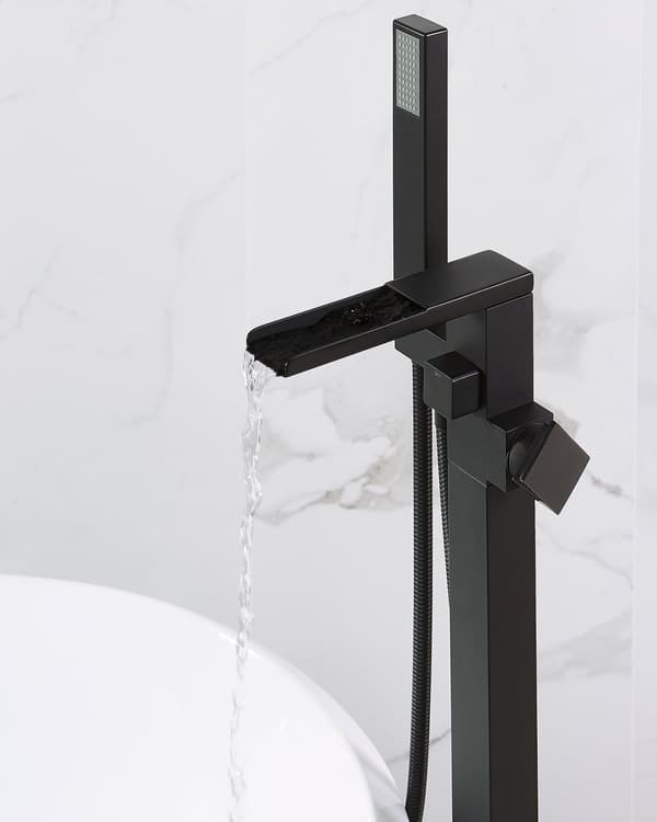Badkarsblandare Svart Krom Fristående 118 cm Moderna badrumstillbehör