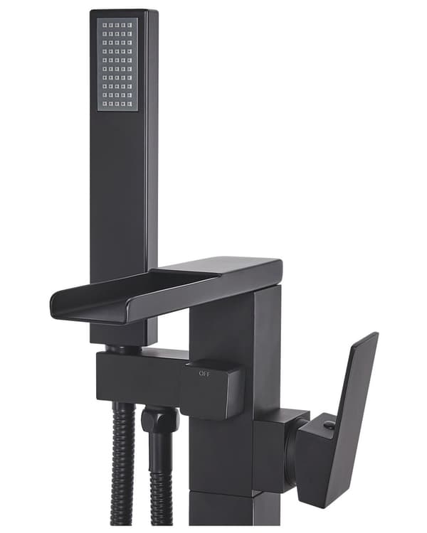 Badkarsblandare Svart Krom Fristående 118 cm Moderna badrumstillbehör