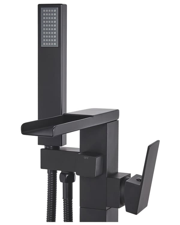 Badkarsblandare Svart Krom Fristående 118 cm Moderna badrumstillbehör