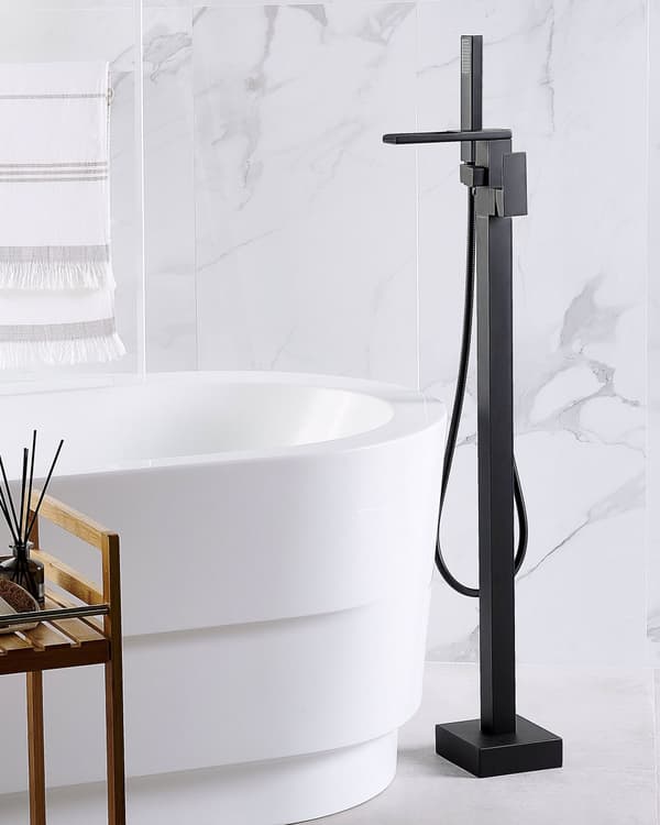 Badkarsblandare Svart Krom Fristående 118 cm Moderna badrumstillbehör