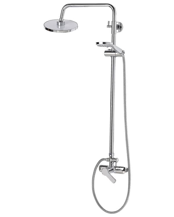 Blandare Duschset Blank Silver Mässing Regn Funktion Modern Design