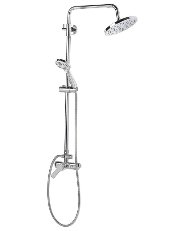 Blandare Duschset Blank Silver Mässing Regn Funktion Modern Design