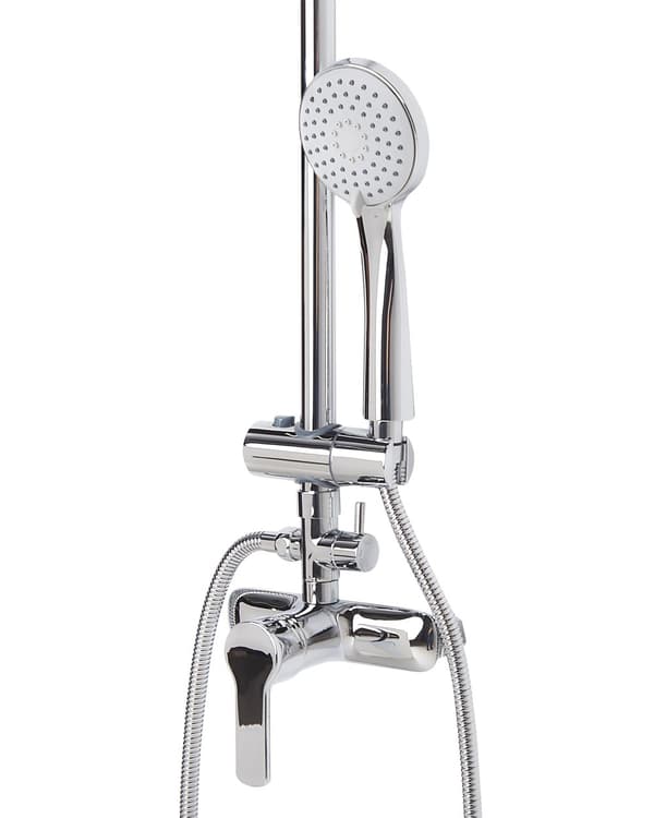 Blandare Duschset Blank Silver Mässing Regn Funktion Modern Design