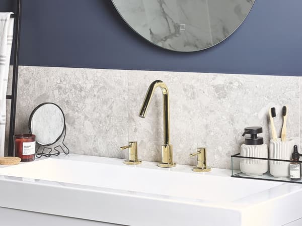 Tvättställsblandare Guld Blank Metall Mässing Modern Badrumsblandare