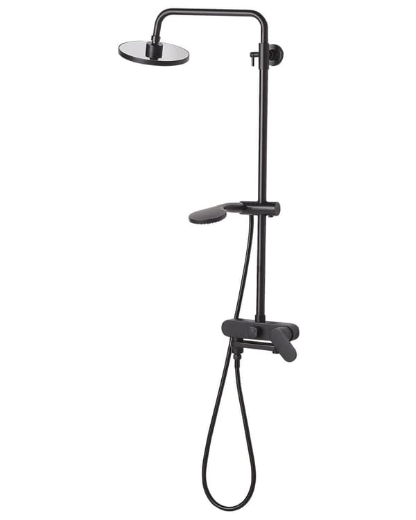 Blandare Duschset Svart Mässing med Vattenfallsfunktion Glans Finish Glamour Modern