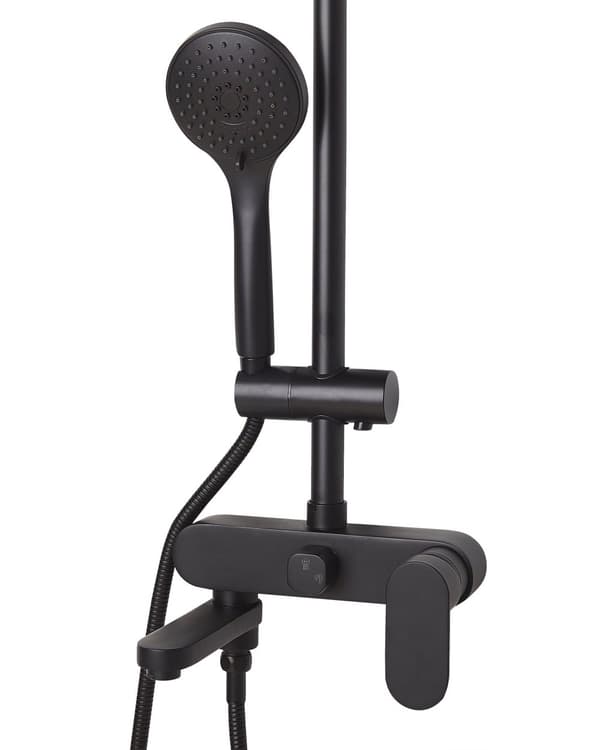 Blandare Duschset Svart Mässing med Vattenfallsfunktion Glans Finish Glamour Modern