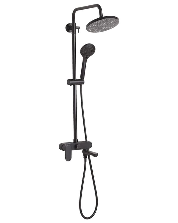 Blandare Duschset Svart Mässing med Vattenfallsfunktion Glans Finish Glamour Modern