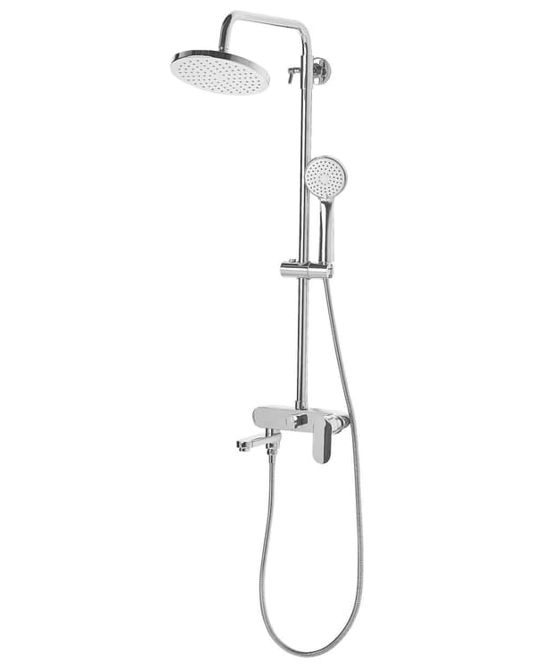 Blandare Duschset Silver Mässing med Vattenfallsfunktion Glans Finish Glamour Modern