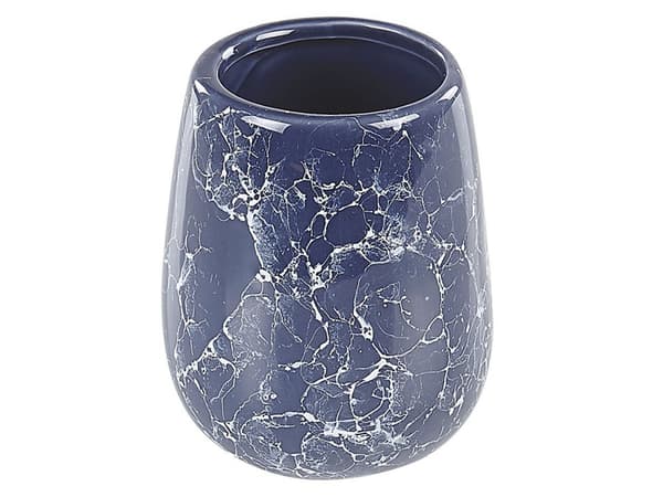 Badrumstillbehörsset Blå marmor Keramik Glam Glamour Tvålpump Toalettborste med hållare