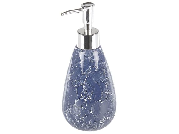 Badrumstillbehörsset Blå marmor Keramik Glam Glamour Tvålpump Toalettborste med hållare