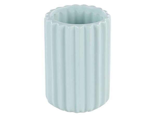 Badeværelsestilbehør Sæt Blå og Sølv Blank Keramik Krus Børsteholder Toiletbørste Sæbedispenser og Skål i Minimalistisk Skandinavisk Design