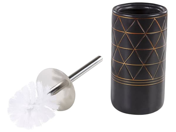 Badeværelsestilbehør Sæt Sort Guld Keramik Art Deco Sæbedispenser Toiletbørste Tumbler Krus