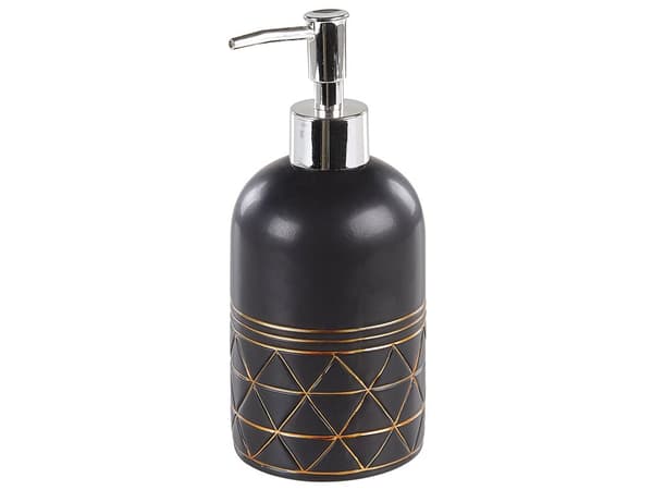 Badeværelsestilbehør Sæt Sort Guld Keramik Art Deco Sæbedispenser Toiletbørste Tumbler Krus