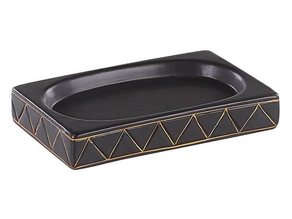 Badeværelsestilbehør Sæt Sort Guld Keramik Art Deco Sæbedispenser Toiletbørste Tumbler Krus