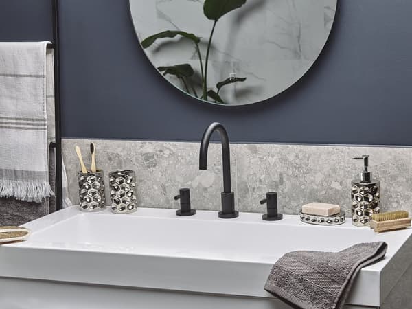 Badeværelsestilbehør Sæt Sølv Keramik Glam Sæbedispenser Toiletbørste
