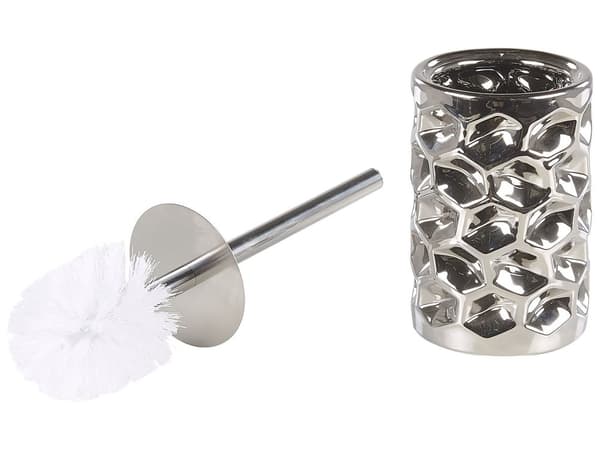 Badeværelsestilbehør Sæt Sølv Keramik Glam Sæbedispenser Toiletbørste