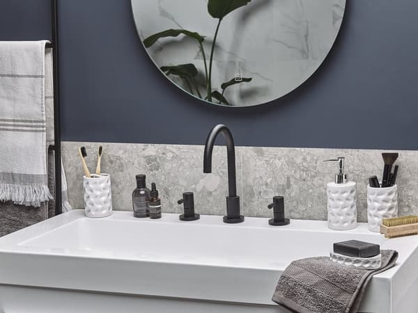 Badeværelsestilbehør Sæt hvid blank Keramik krus toiletbørste børsteholder sæbedispenser skål bikage mønster Minimalistisk skandinavisk design