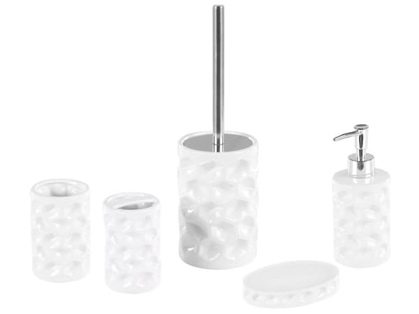 Badeværelsestilbehør Sæt hvid blank Keramik krus toiletbørste børsteholder sæbedispenser skål bikage mønster Minimalistisk skandinavisk design
